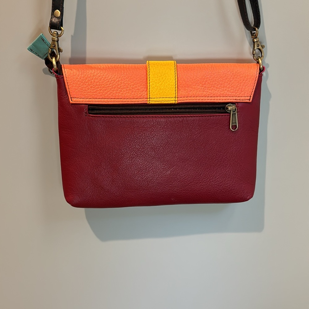 Sarina Leather Crossbody/wristlet/clutch. Multicolor bag. - Picture 3 of 7